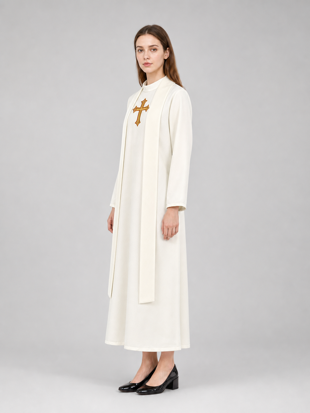 Cosplay Costume: White Cassock with Cross and Belt