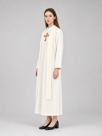 Cosplay Costume: White Cassock with Cross and Belt