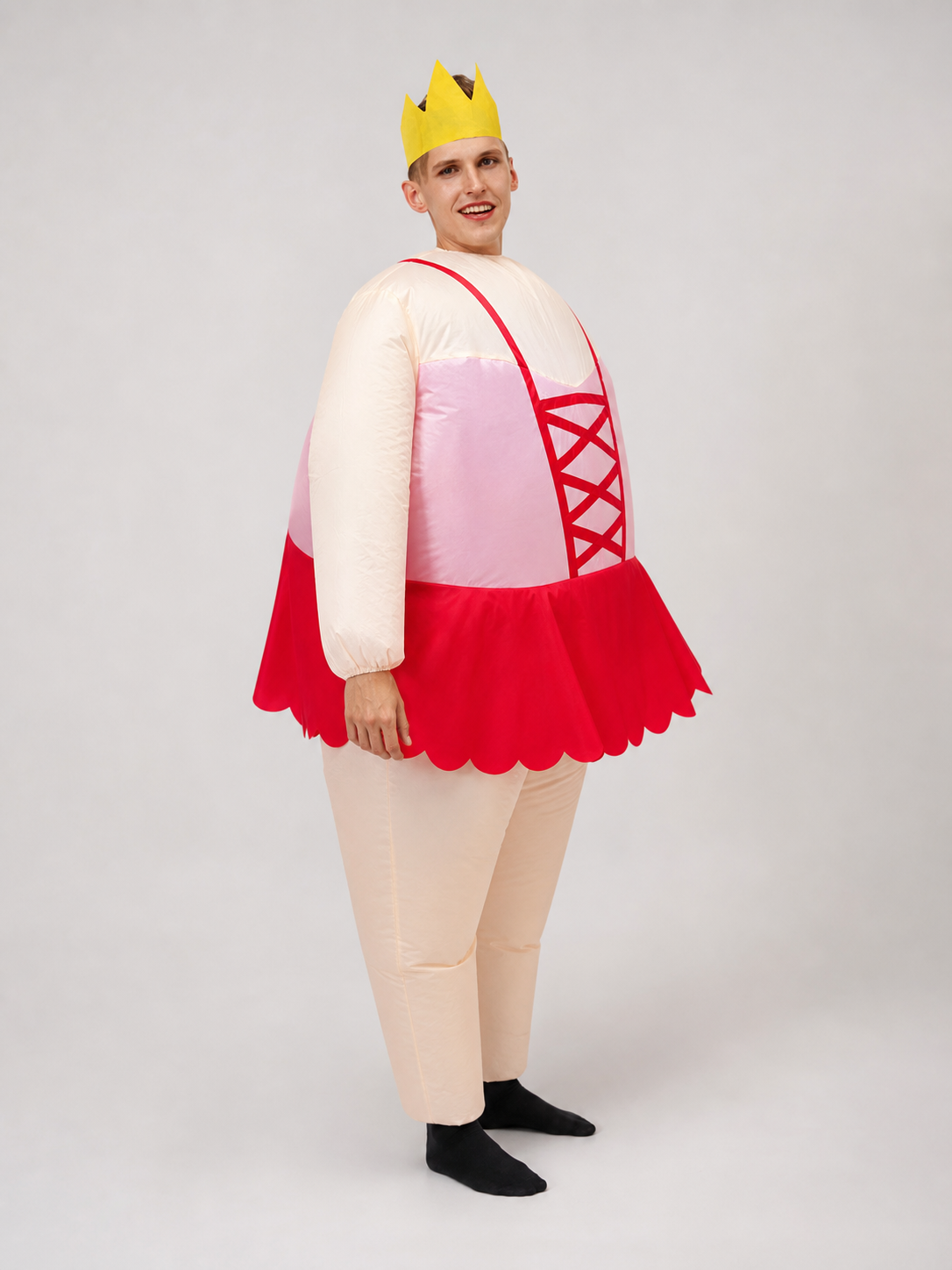 Inflatable clown costume in ballet style with a crown for the stage