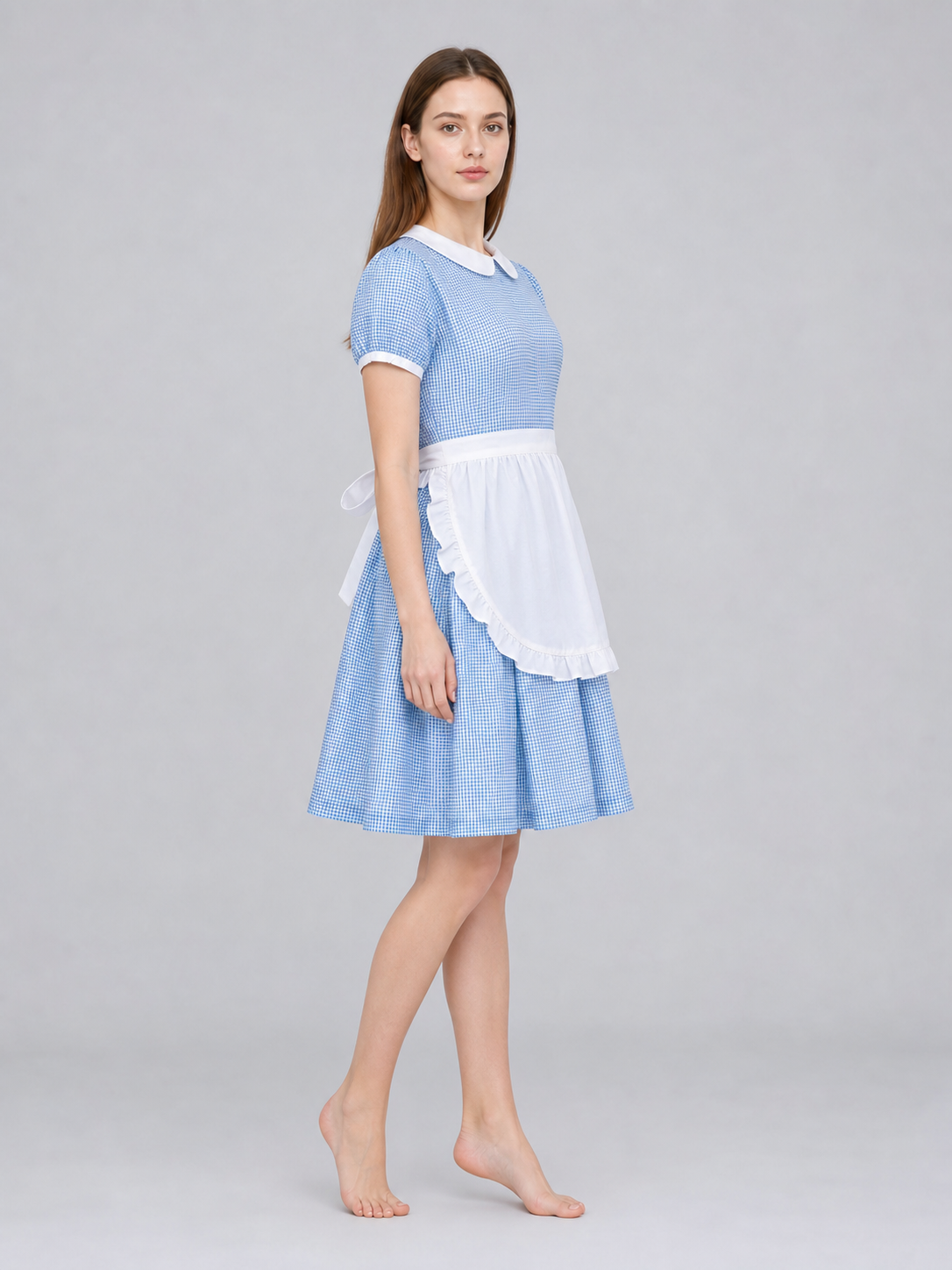 Plaid Costume Dress with Apron side view