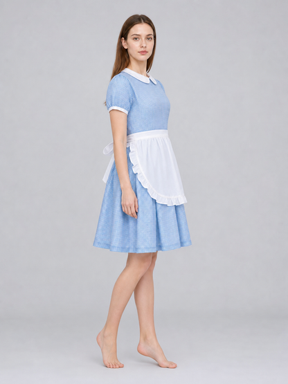Plaid Costume Dress with Apron side view