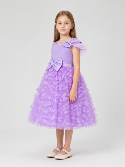 Dressy Tulle Dress with Butterflies and Bows side view