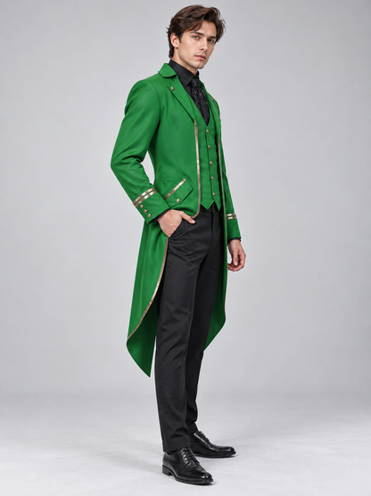 Long Green Tailcoat with Vest Insert and Tails
