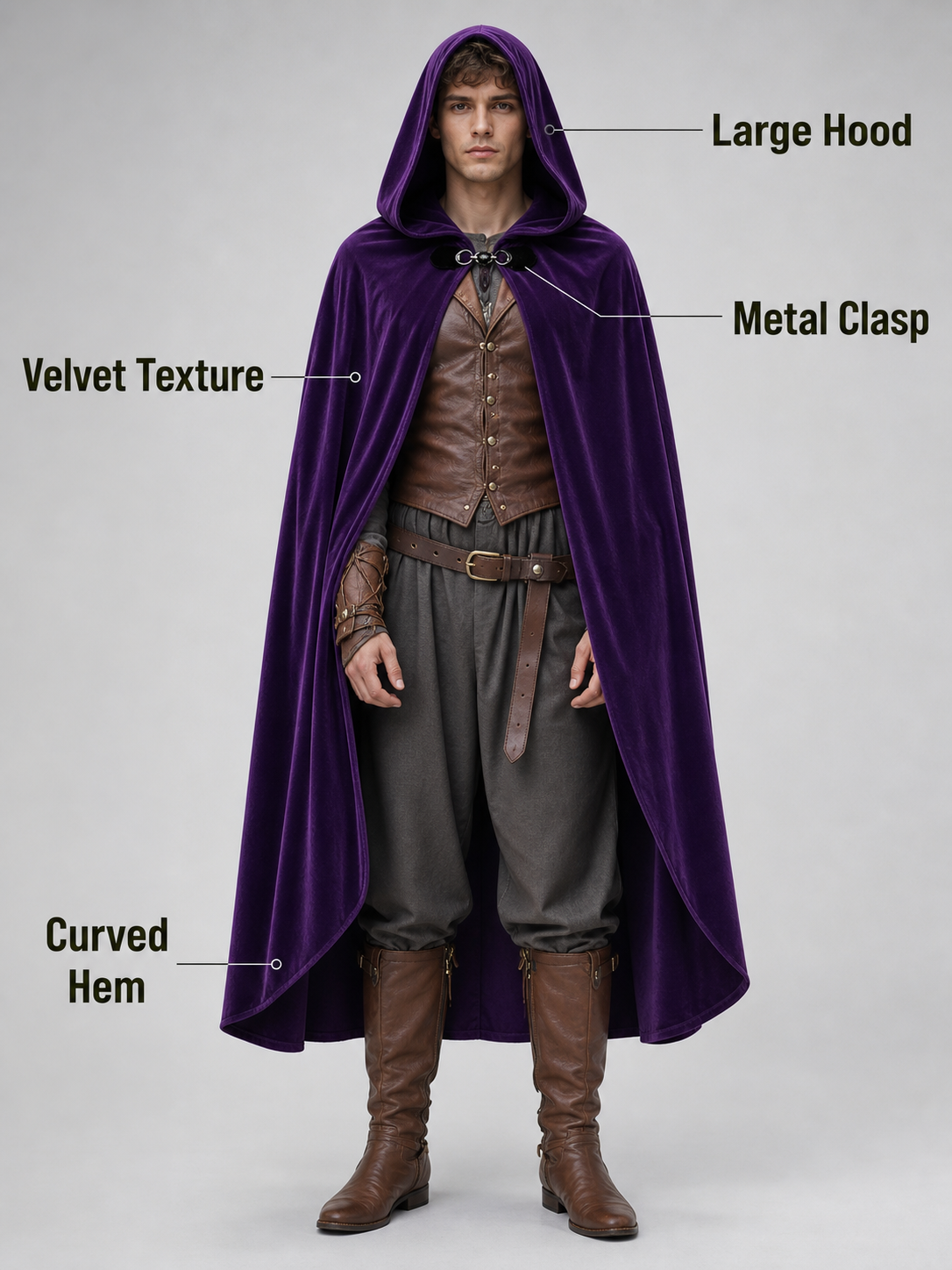 Purple Costume Cloak with Hood