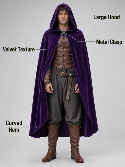 Purple Costume Cloak with Hood