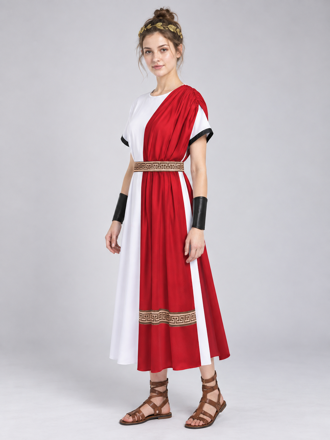 Greek-Style Costume with White Tunic and Wreath