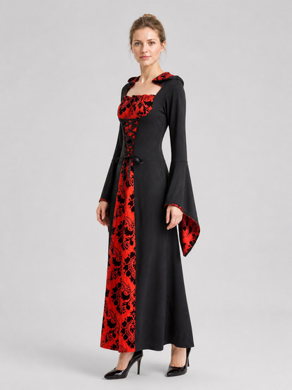 Long Hooded Witch Dress for Halloween side view