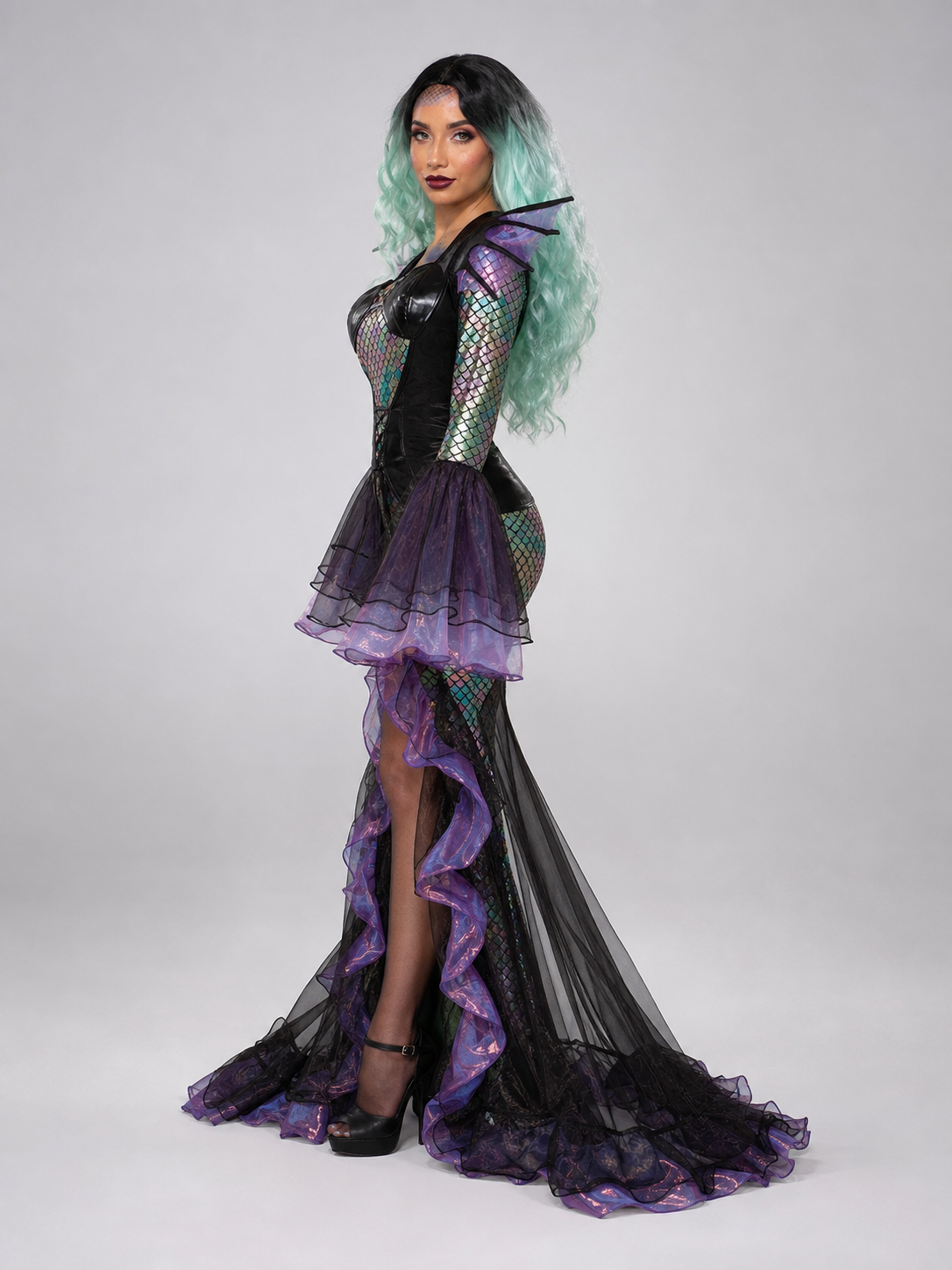 Mermaid Stage Costume with Long Skirt and Sleeves