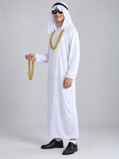Carnival costume with headpiece, glasses, and chain