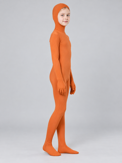 Orange Hooded One-Piece Jumpsuit Costume side view