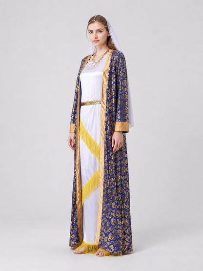 Greek Goddess Costume: Dress with Cape, Gold, M–XL side view