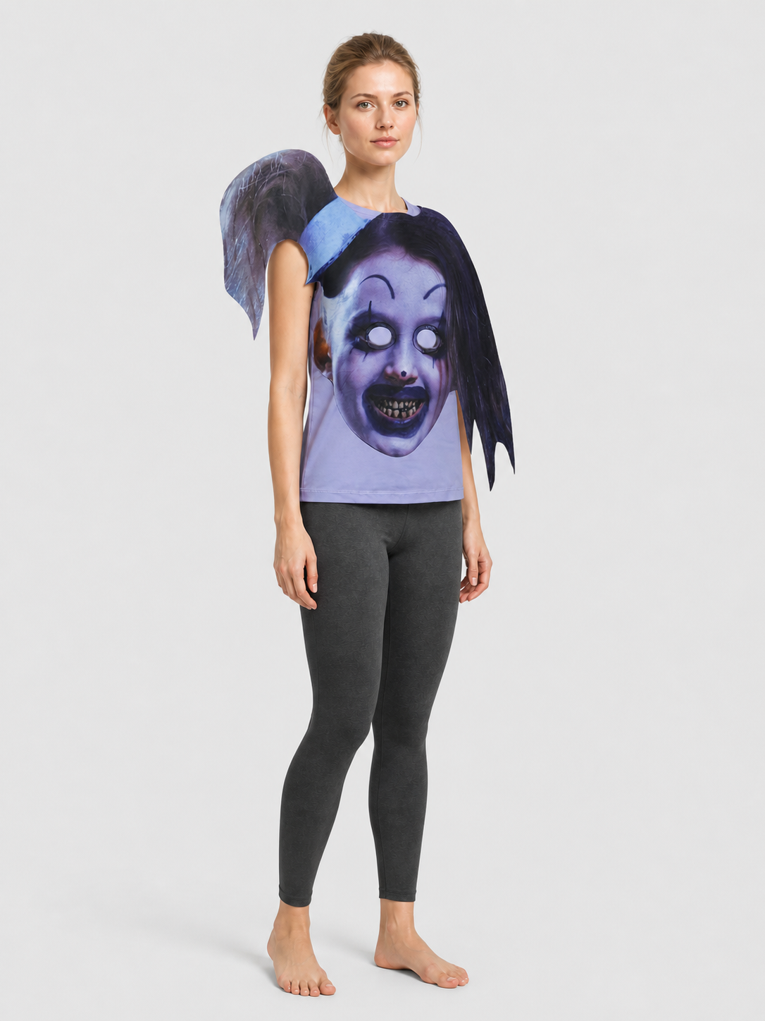 Scary Halloween Mask with Hair and Hat side view