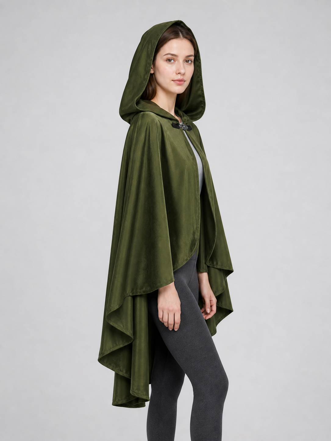 Green Costume Cloak with a Large Hood