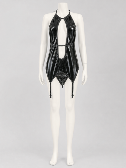 Black Erotic Cutout Bodysuit with Straps