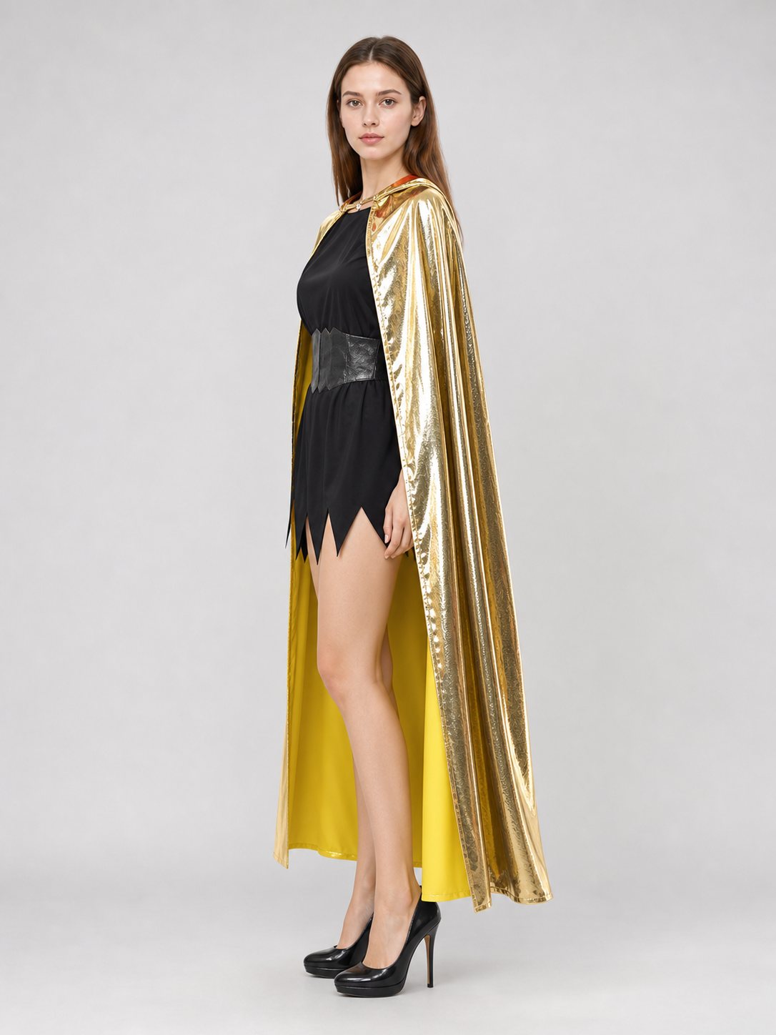 Golden Carnival Cape with Decorative Crown
