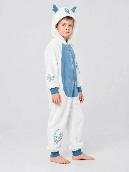 Kids' Hooded Pajama Jumpsuit with Blue Inserts