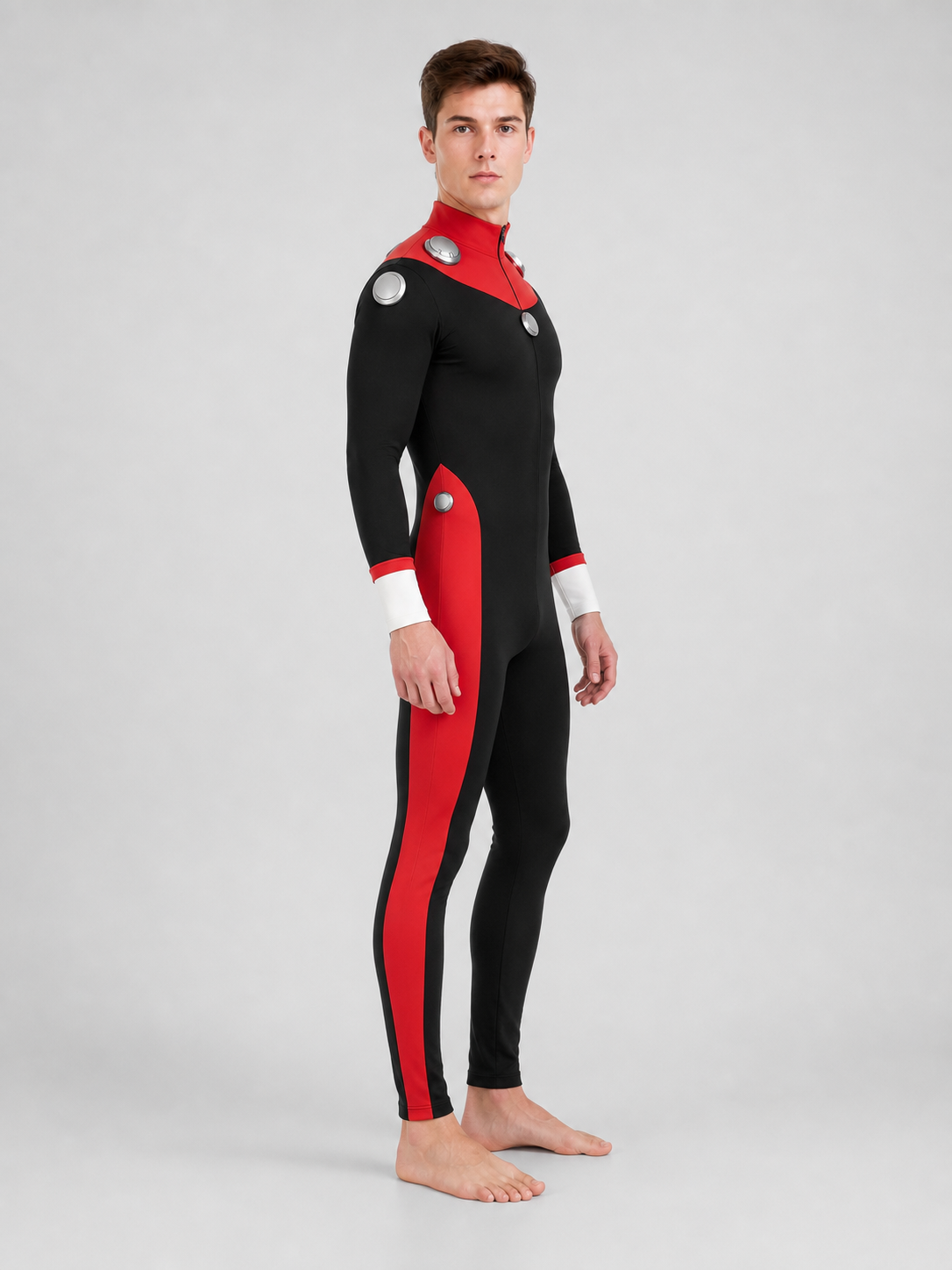 Scott Duval Cosplay Costume, Black and Red Jumpsuit