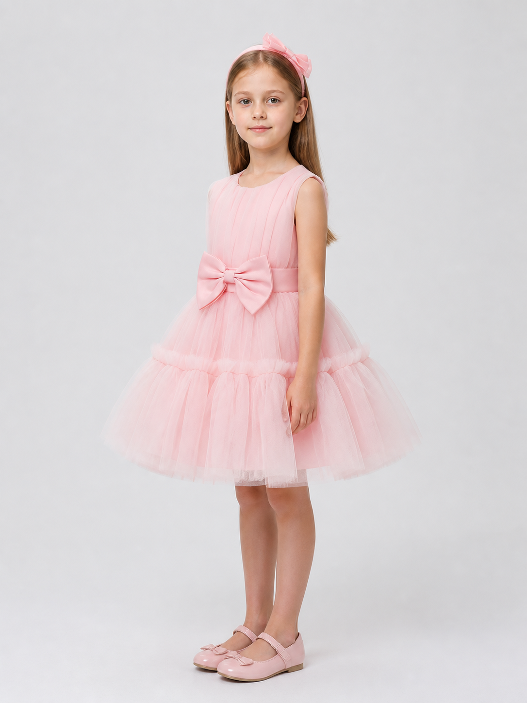 Holiday Tulle Tutu Dress with Bow side view
