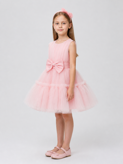 Holiday Tulle Tutu Dress with Bow side view