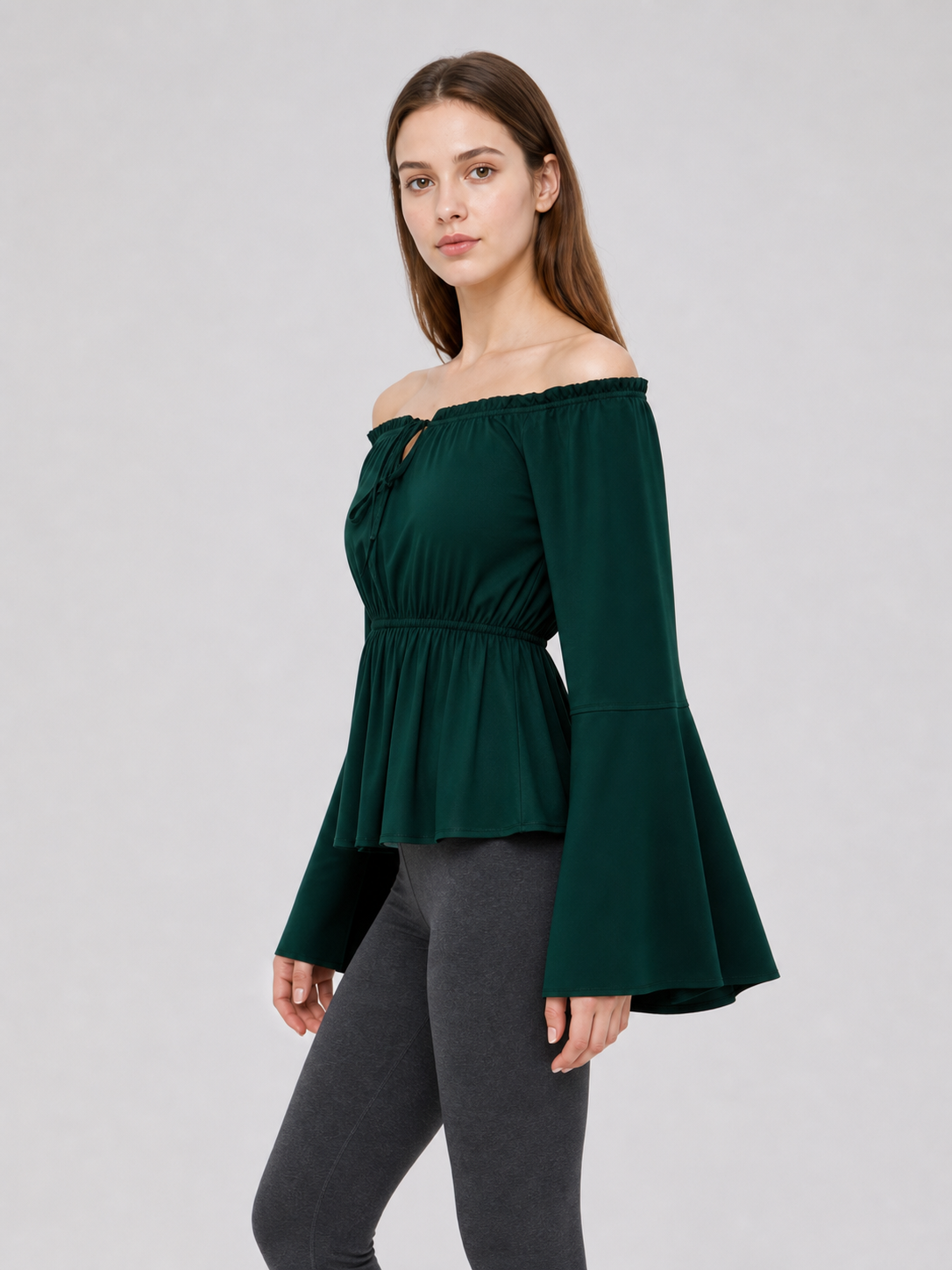 Off-the-Shoulder Blouse with Long Sleeves