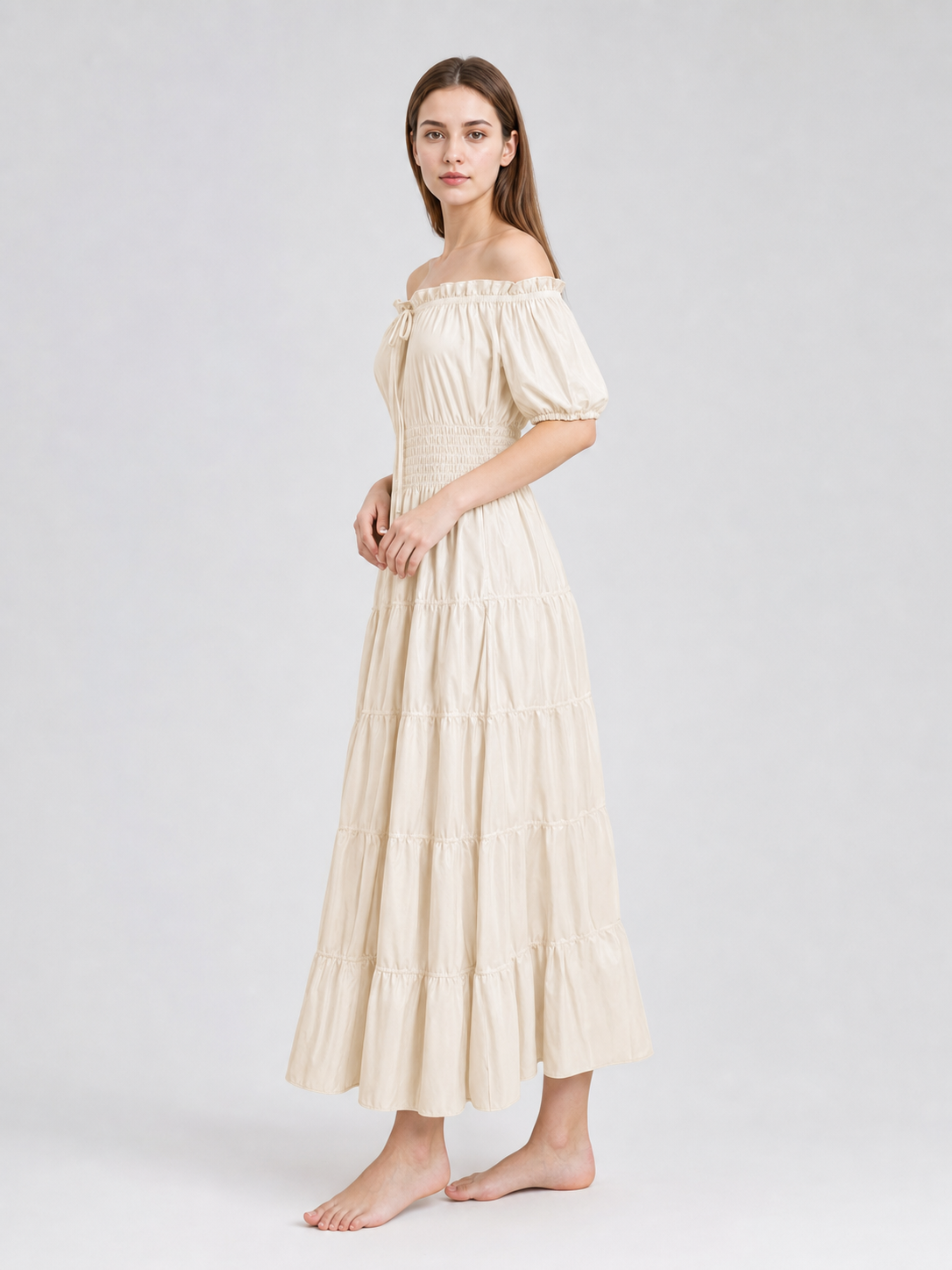 Tiered Long Dress in a Medieval Style