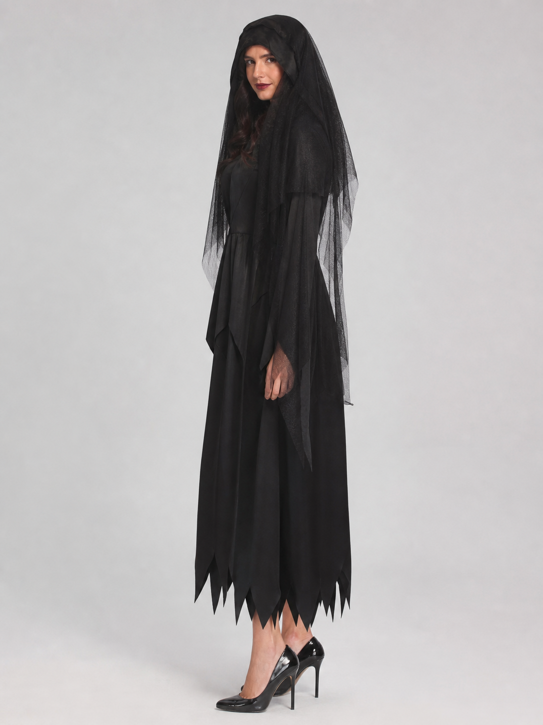 Gothic Adult Hooded Cloak with Veil