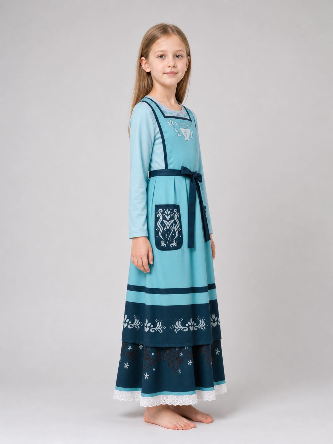 Cosplay Dress with Apron and Lace Trim