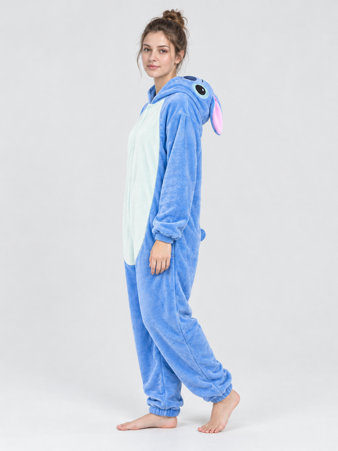Insulated Kigurumi Pajama with Hood and Plush Texture