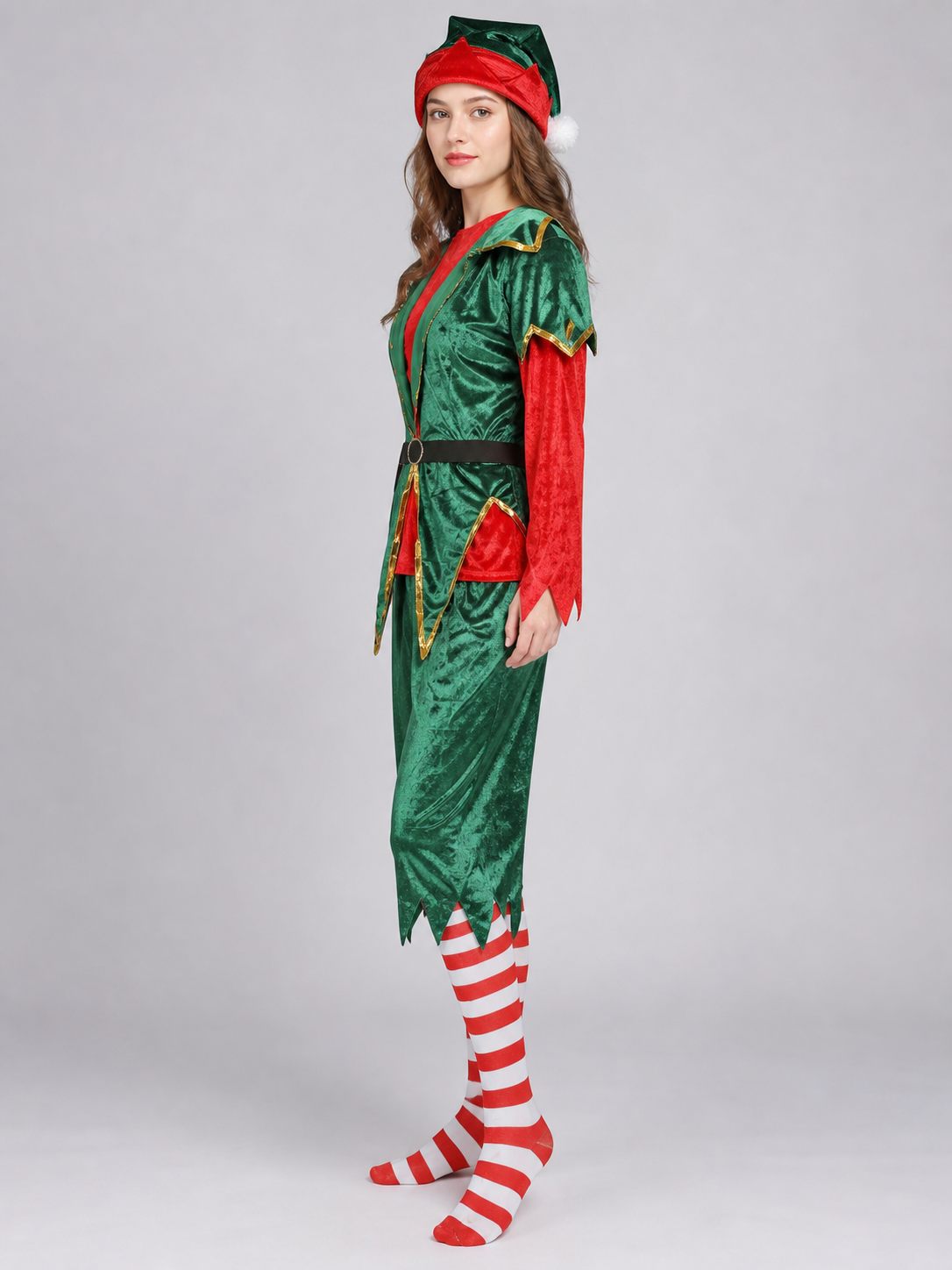 Christmas Elf Costume: Green and Red Jumpsuit