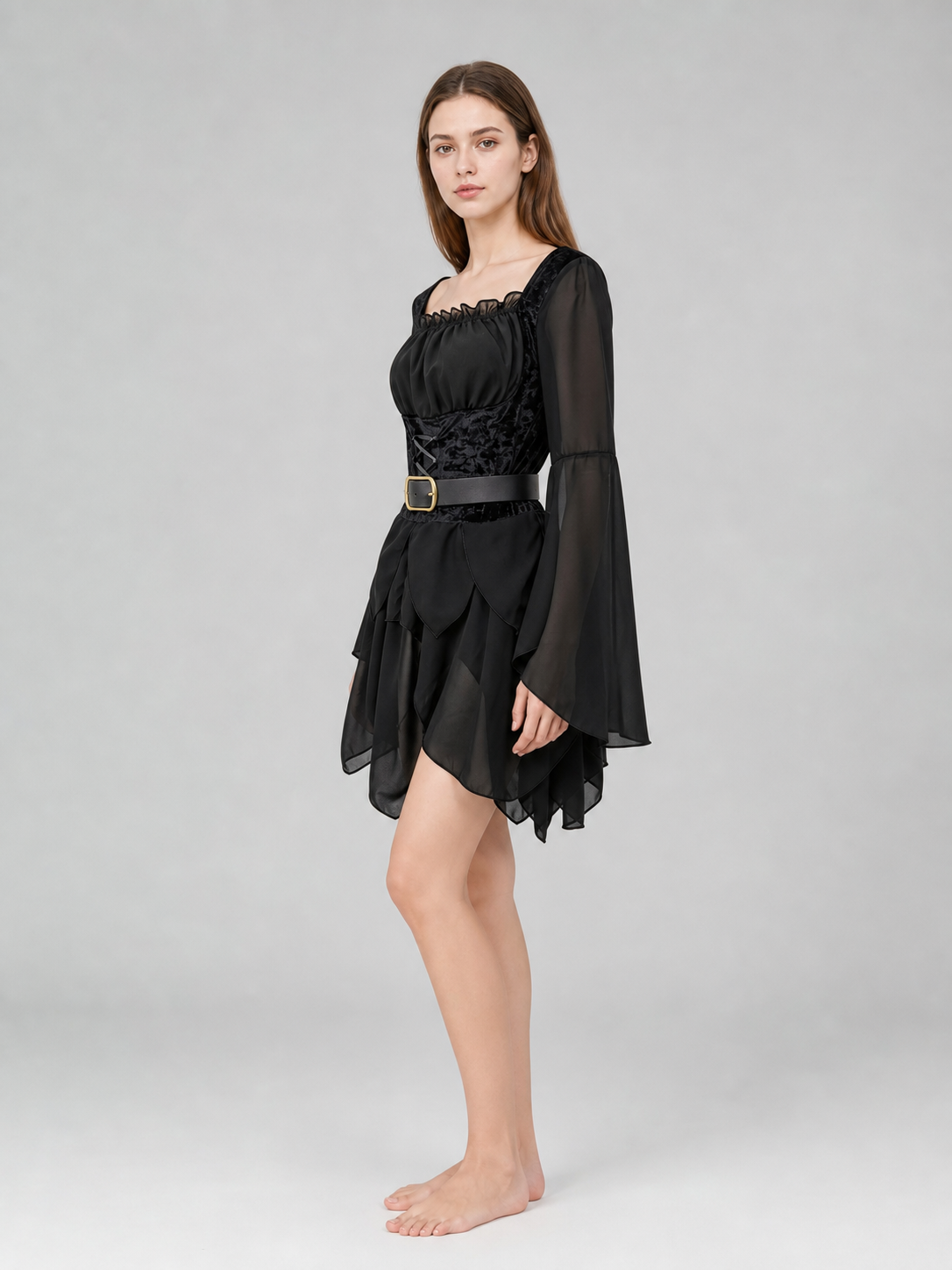 Gothic Dress with Corset and Belt for Cosplay