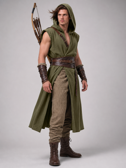 Medieval Cosplay Hooded Tunic with Belt