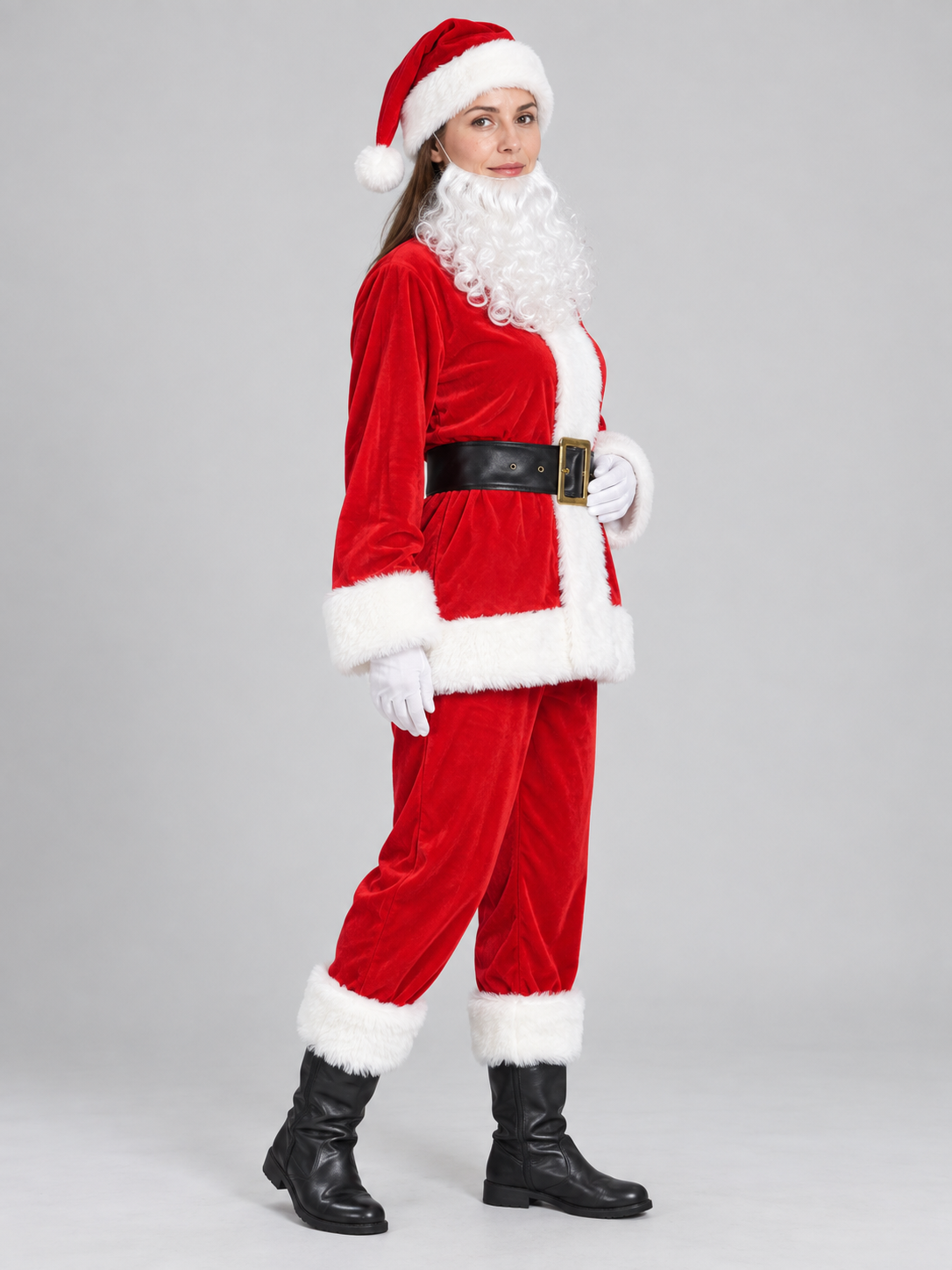 Santa Claus Costume with Beard side view