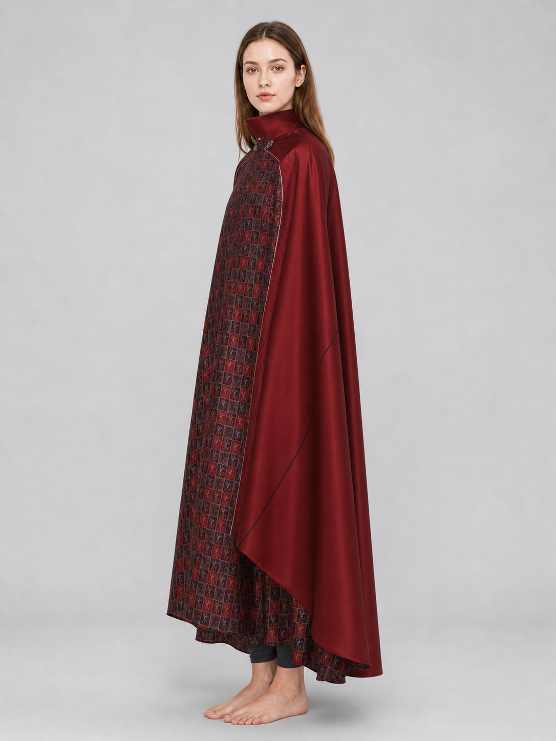 Red Cosplay Cloak with a High Collar