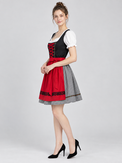 Bavarian-Style Dirndl Dress with Apron and Blouse