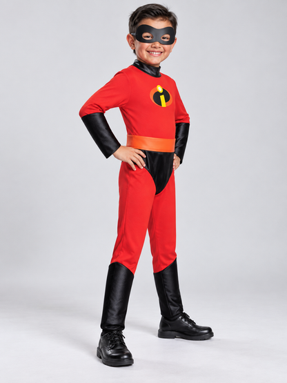 Kids' Superhero Carnival Costume Red with Mask