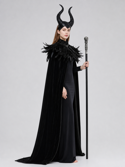 Black cape with scepter, dark fantasy-style set