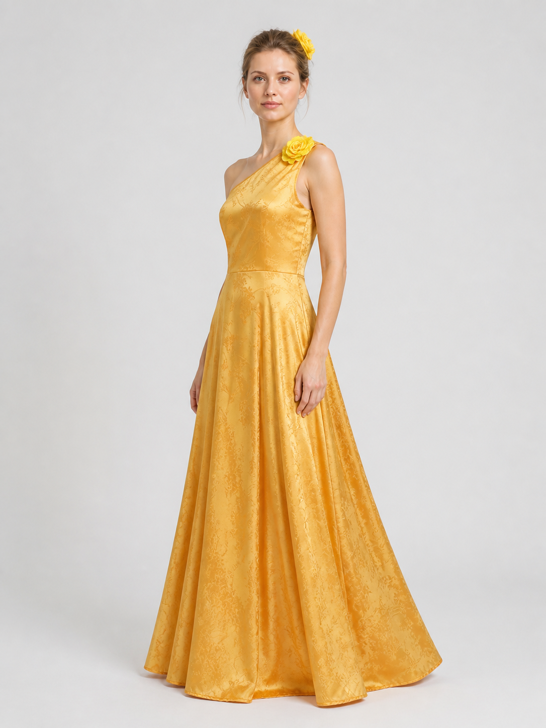 Judy Cosplay Costume: Gold Dress and Hair Accessory side view