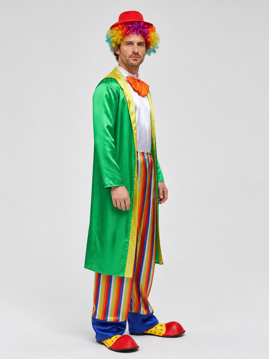 Clown Costume for Carnival: Cape, Shirt, Pants, Hat side view