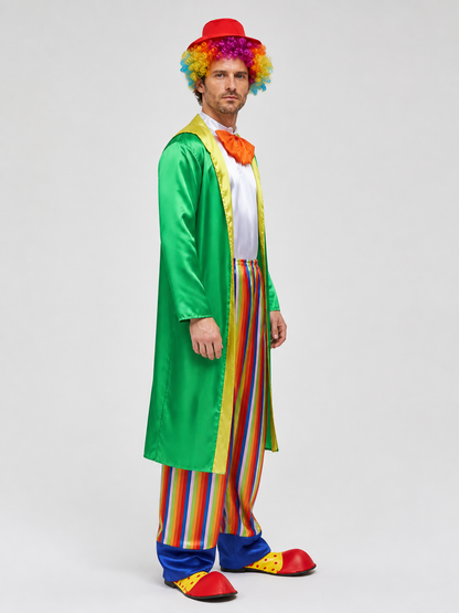 Clown Costume for Carnival: Cape, Shirt, Pants, Hat side view