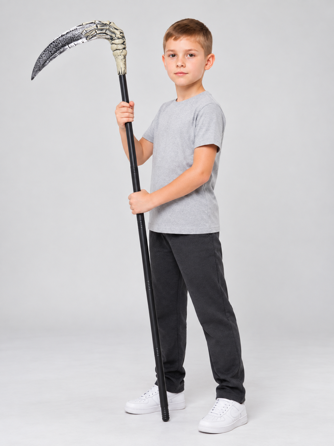 Black Detachable Reaper Scythe Prop with Silver Blade, 117 cm