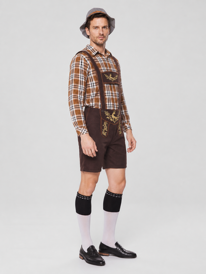 Beer Festival Costume: Shirt, Shorts, Suspenders, Hat side view