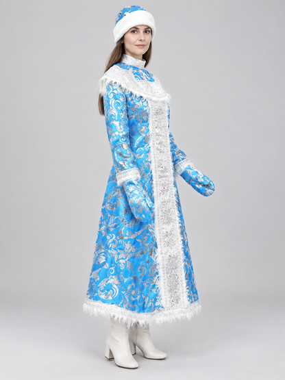 Snow Maiden Costume with Headwear and Mittens side view