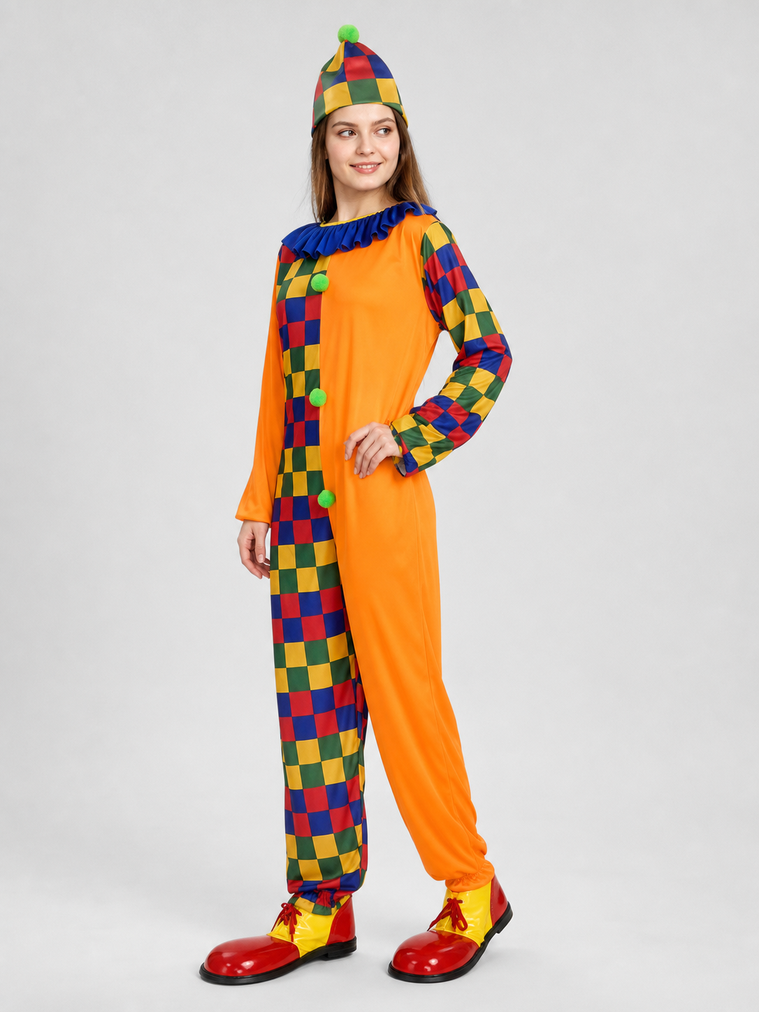 Clown Costume Jumpsuit with Hat for Parties