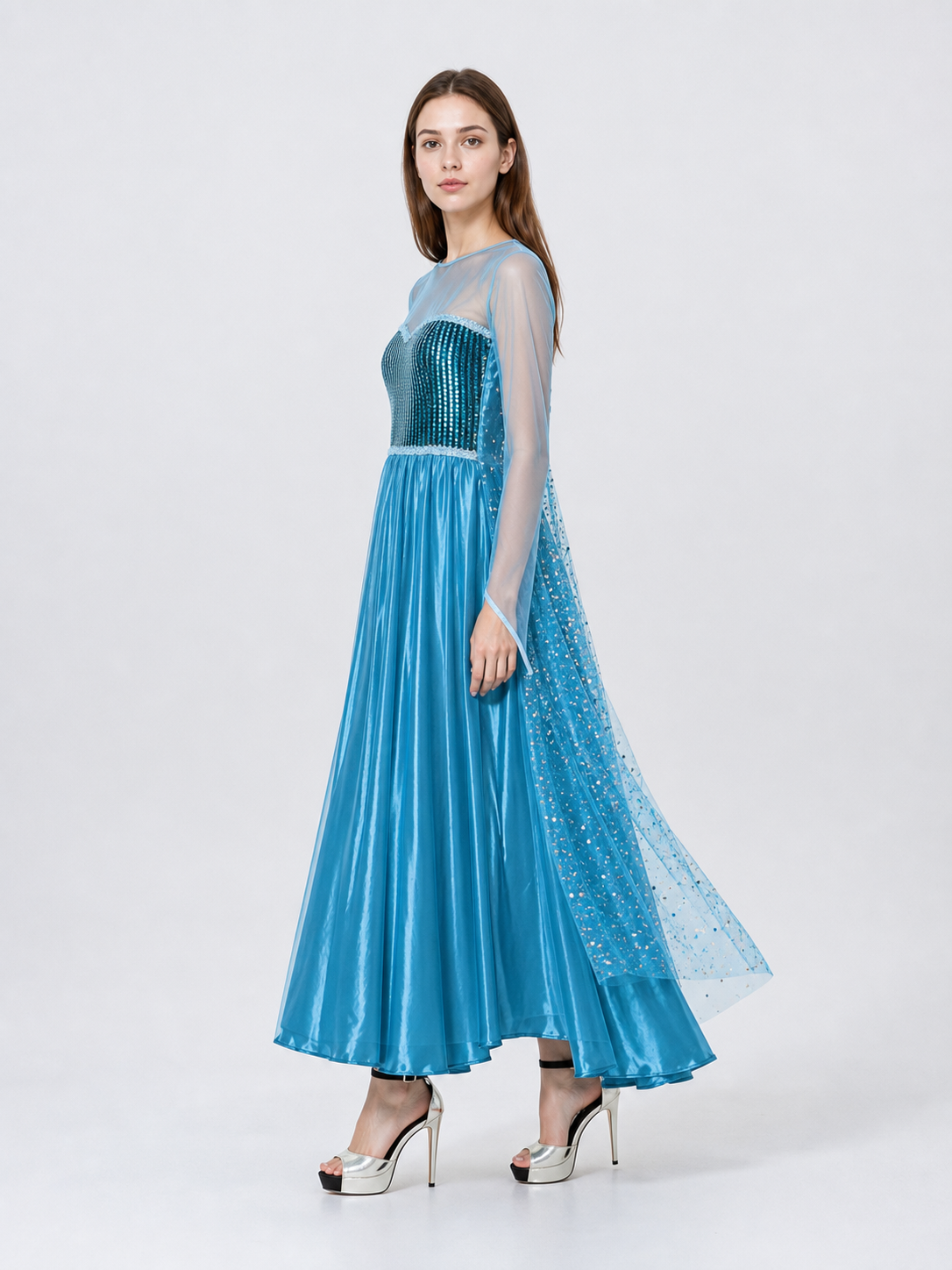 Long Carnival Dress with Shimmering Accents