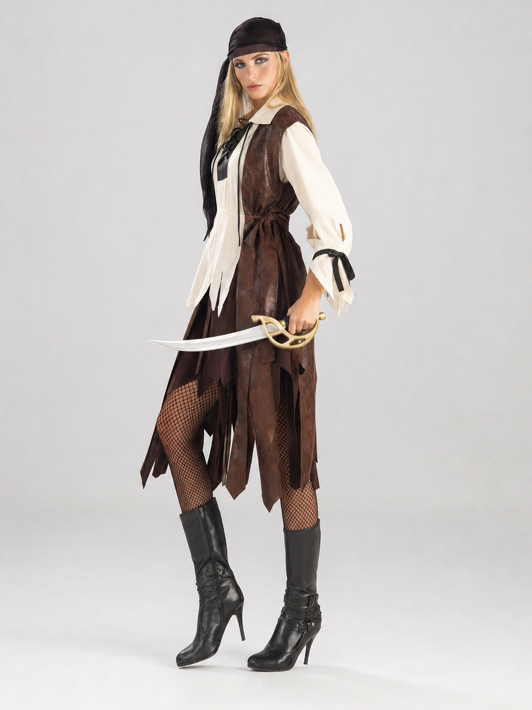 Pirate-Style Costume with Skirt and Headscarf