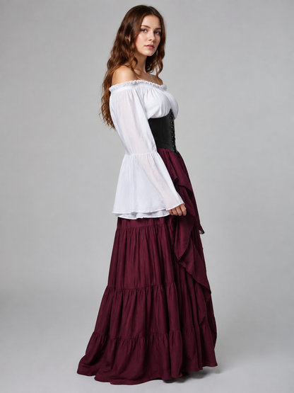 Long Medieval Dress with a Corset Panel side view