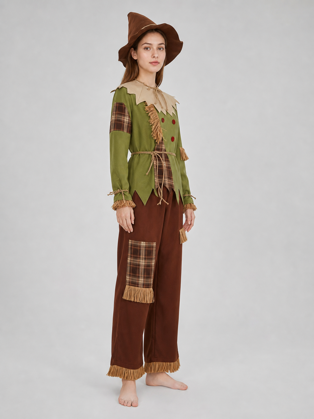 Scarecrow Costume with Hat and Scarf for Cosplay