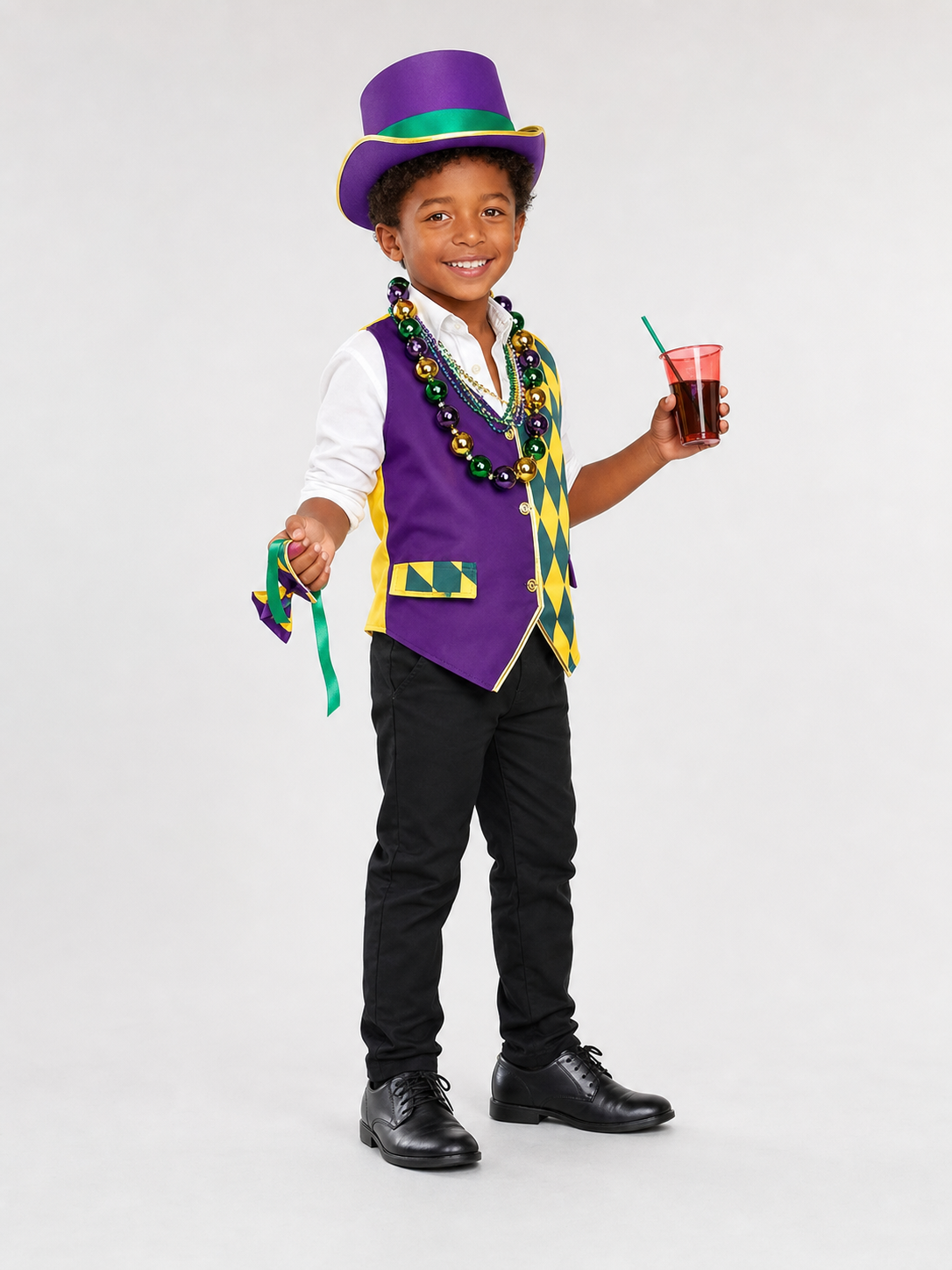 Children's Carnival Costume Plaid Vest and Hat