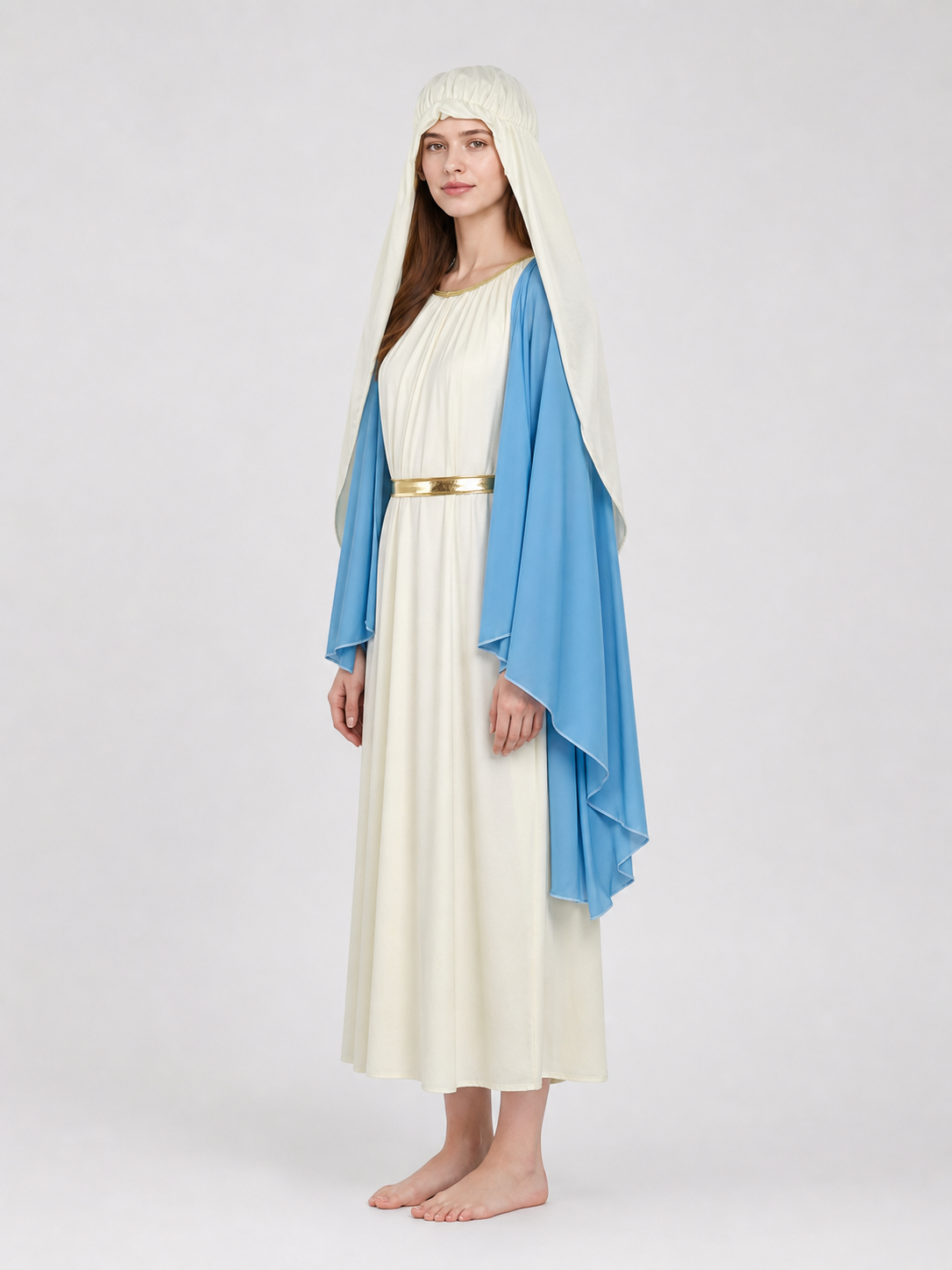 White Robe with Blue Cape and Gold Sash product view 26