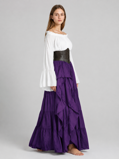 Maxi Dress with Corset Insert and Ruffles side view